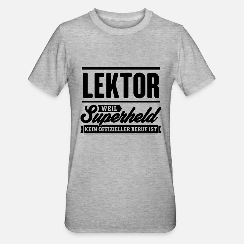Superheld Lektor - Unisex Polycotton T-Shirt - Grau meliert