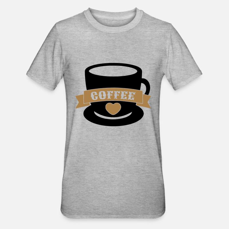 Kaffee - Unisex Polycotton T-Shirt - Grau meliert