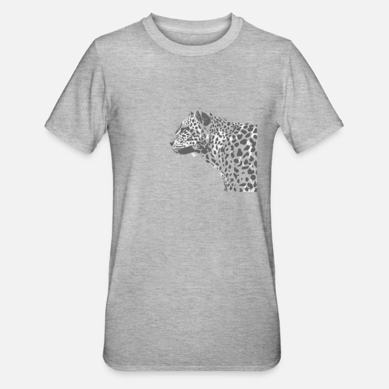leopard - Unisex Polycotton T-Shirt - Grau meliert