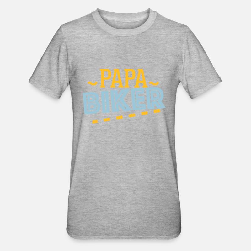 Papa biker - - T-shirt polycoton Unisexe - gris chiné