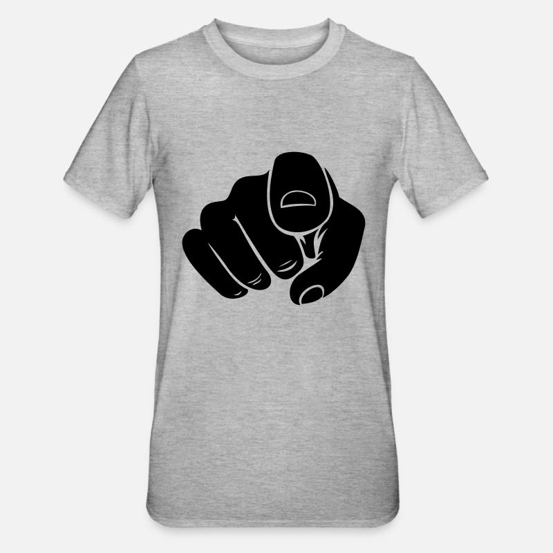 Pointer la main du doigt - T-shirt polycoton Unisexe - gris chiné