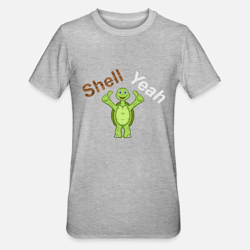 Shell Yeah Schildkröte Turtle - Unisex Polycotton T-Shirt - Grau meliert