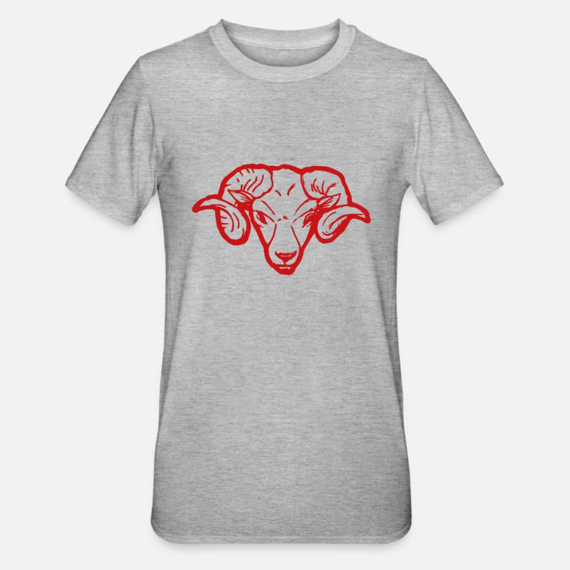 Roter Widderkopf Rammbock Geschenkidee Teufel - T-shirt polycoton Unisexe - gris chiné
