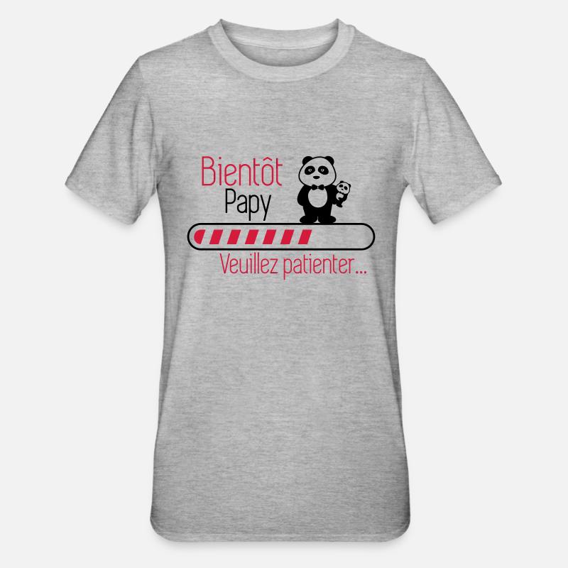 Bientôt papy - Futur Papi - T-shirt polycoton Unisexe - gris chiné