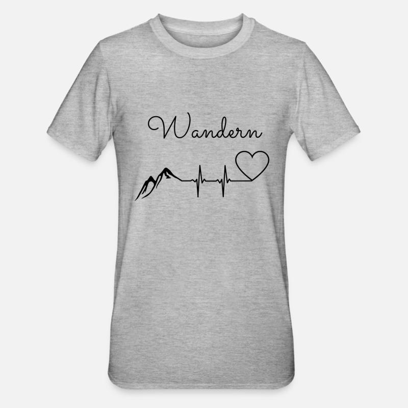 Wanderliebe - Unisex Polycotton T-Shirt - Grau meliert