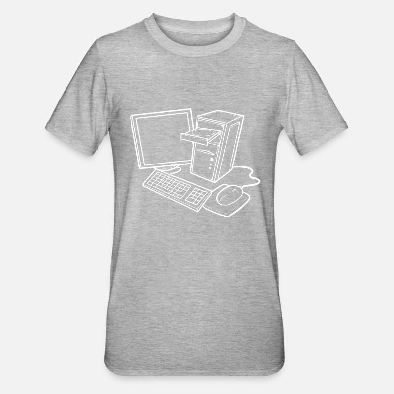 Computer-Set Computertechniker Geschenk - Unisex Polycotton T-Shirt - Grau meliert