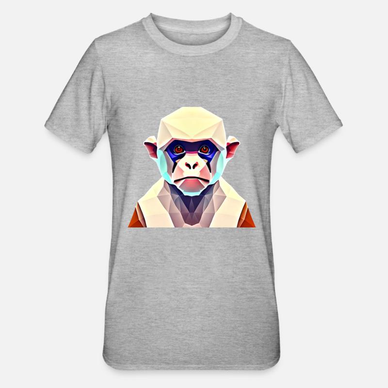 Polygon Affe - Unisex Polycotton T-Shirt - Grau meliert