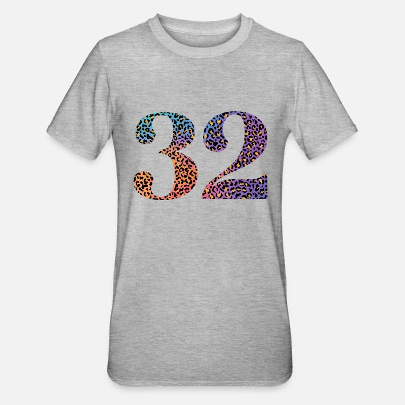 32e anniversaire léopard - T-shirt polycoton Unisexe - gris chiné