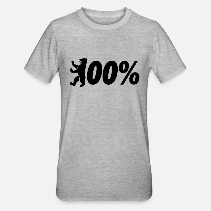 100% Berlin - Unisex Polycotton T-Shirt - Grau meliert