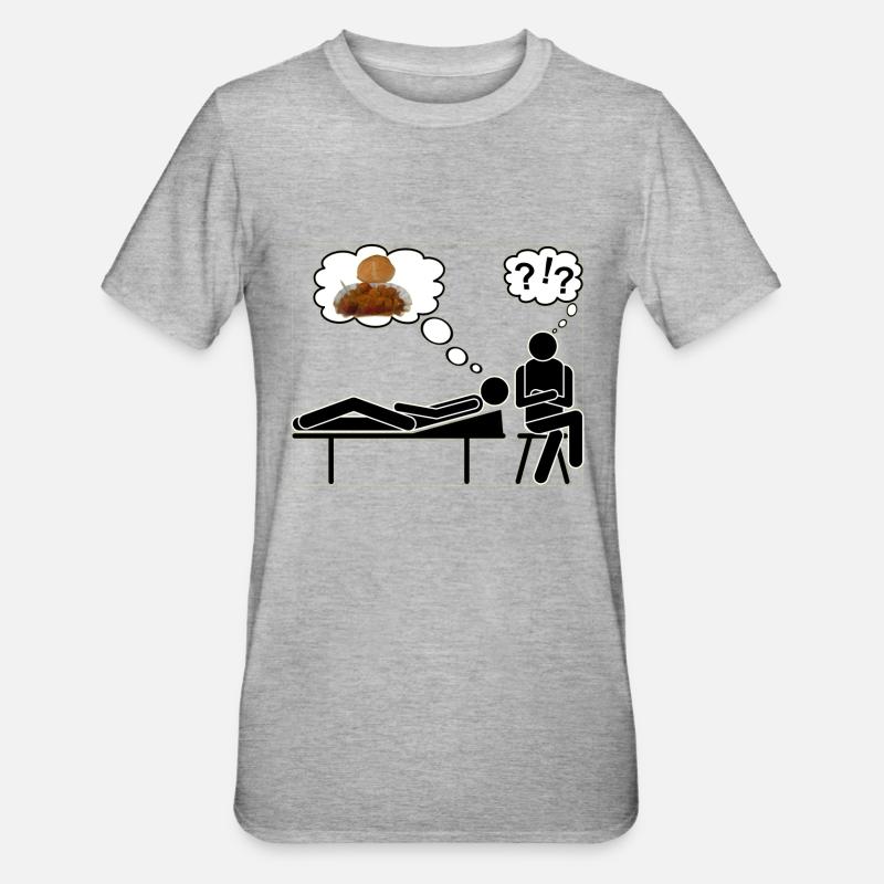 Currywurst traitable - T-shirt polycoton Unisexe - gris chiné