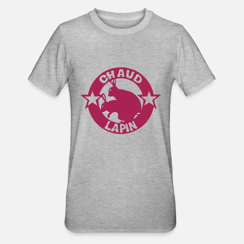 chaud lapin expression logo sexe - T-shirt polycoton Unisexe - gris chiné