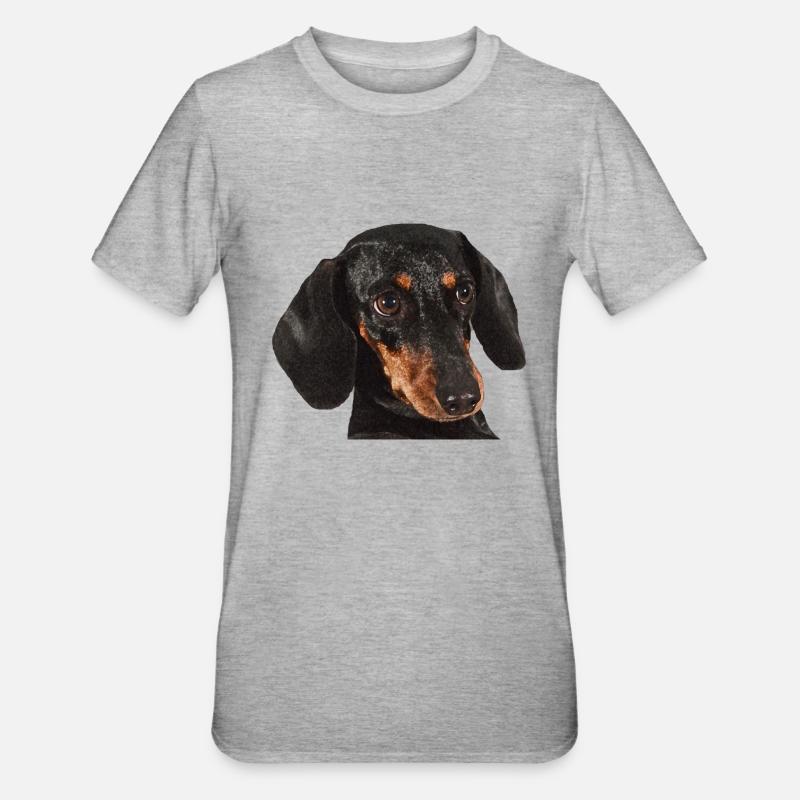Dackel - Unisex Polycotton T-Shirt - Grau meliert