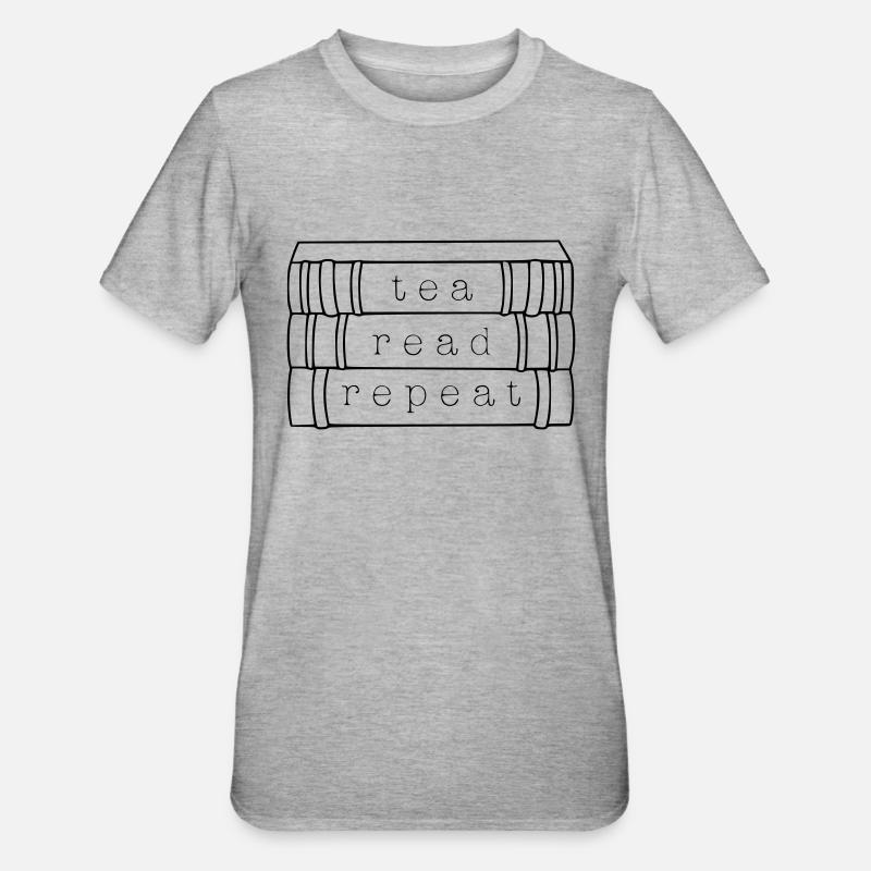 Tea. Read. Repeat. - Unisex Polycotton T-Shirt - Grau meliert