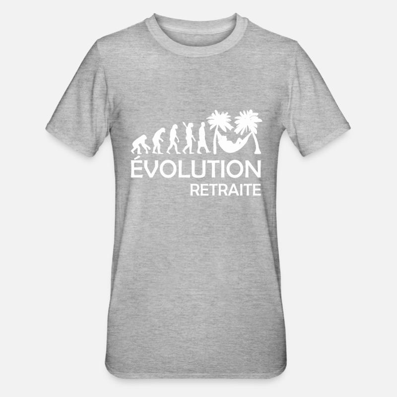 Évolution retraite / humour retraité - T-shirt polycoton Unisexe - gris chiné