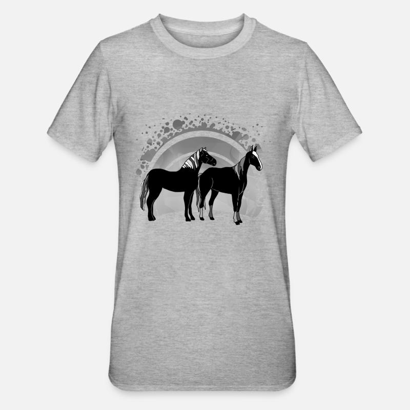 Chevaux - T-shirt polycoton Unisexe - gris chiné