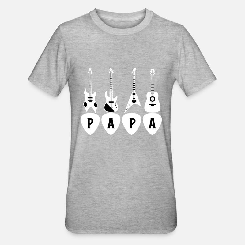 Papa guitariste - T-shirt polycoton Unisexe - gris chiné