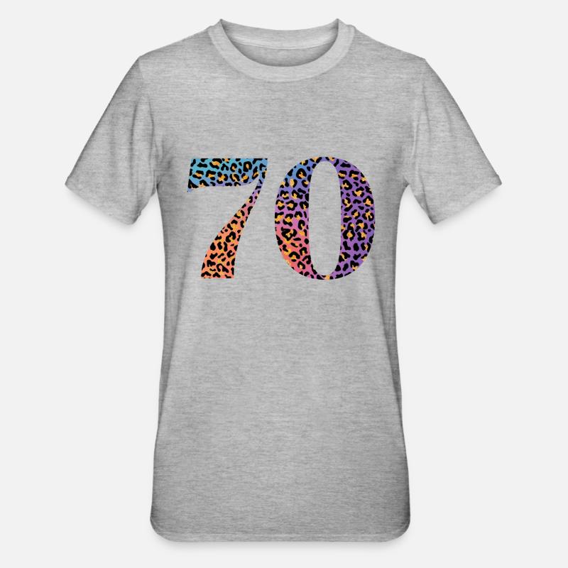 70e anniversaire léopard - T-shirt polycoton Unisexe - gris chiné