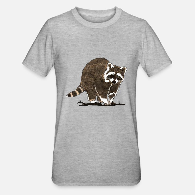 Waschbär - Unisex Polycotton T-Shirt - Grau meliert