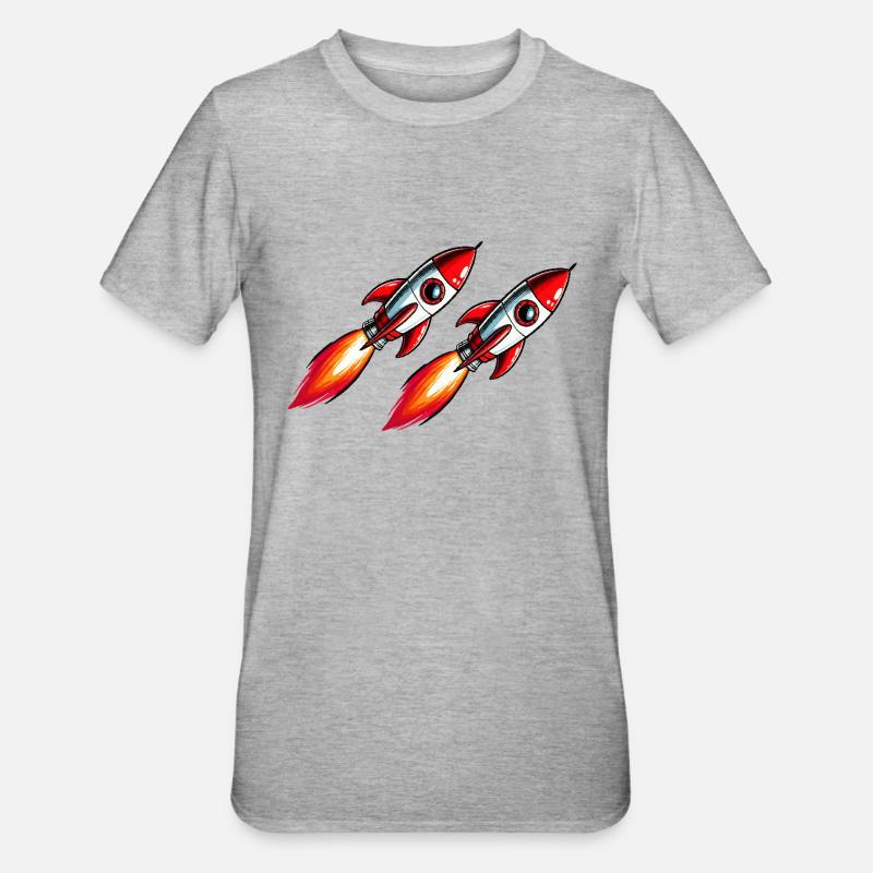 Bande dessinée fusée - T-shirt polycoton Unisexe - gris chiné
