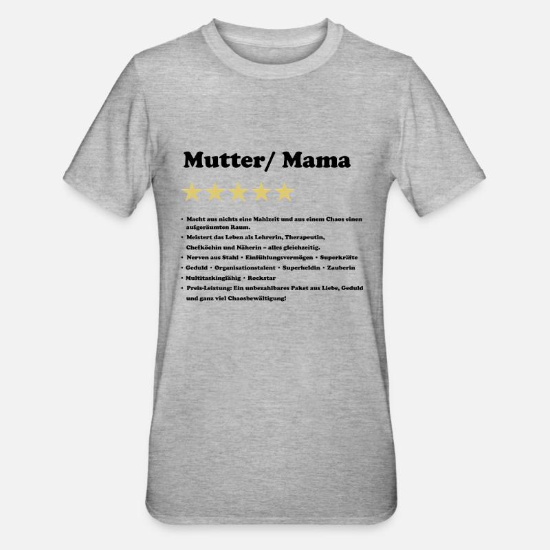 Mutter 5 Sterne Bewertung - Unisex Polycotton T-Shirt - Grau meliert
