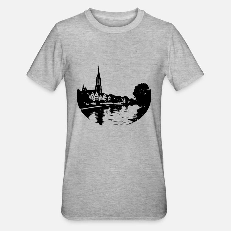 Danube à Ulm - T-shirt polycoton Unisexe - gris chiné
