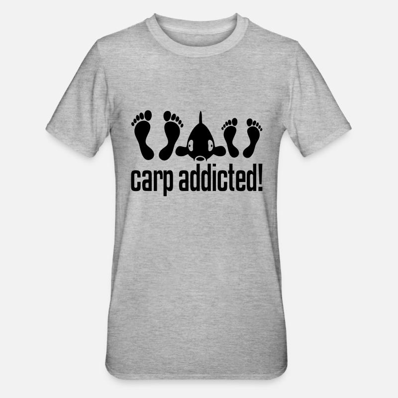 CARP ADDICTED! - T-shirt polycoton Unisexe - gris chiné