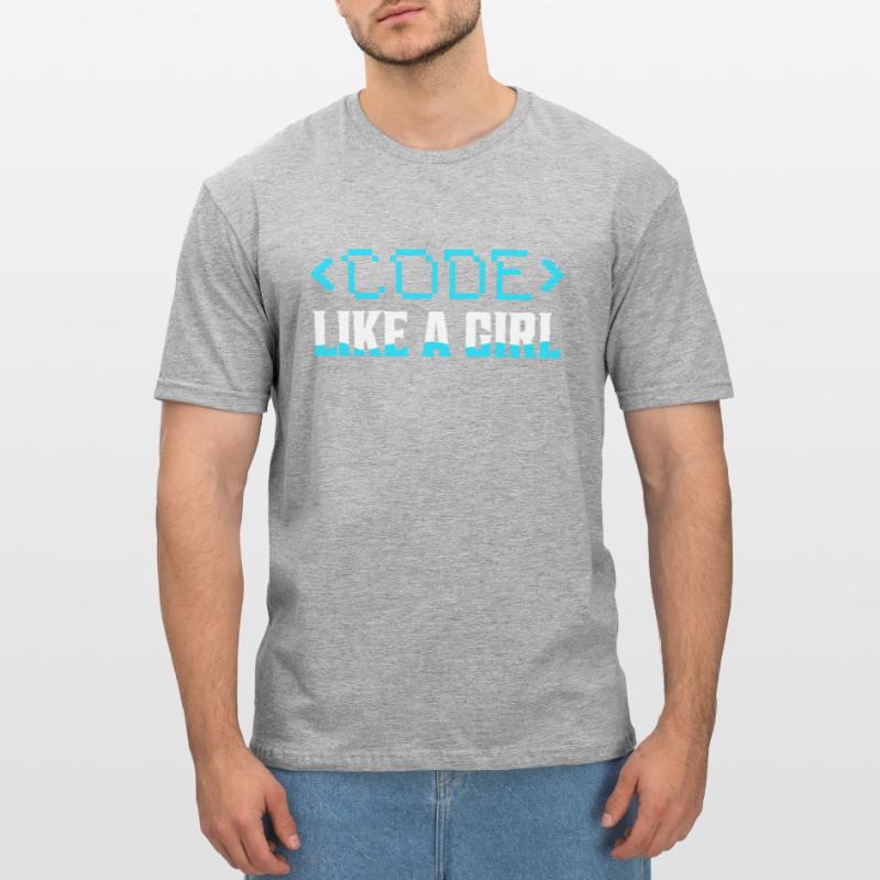 Programmeur de codage Code Like A Girl T-shirt polycoton Unisexe