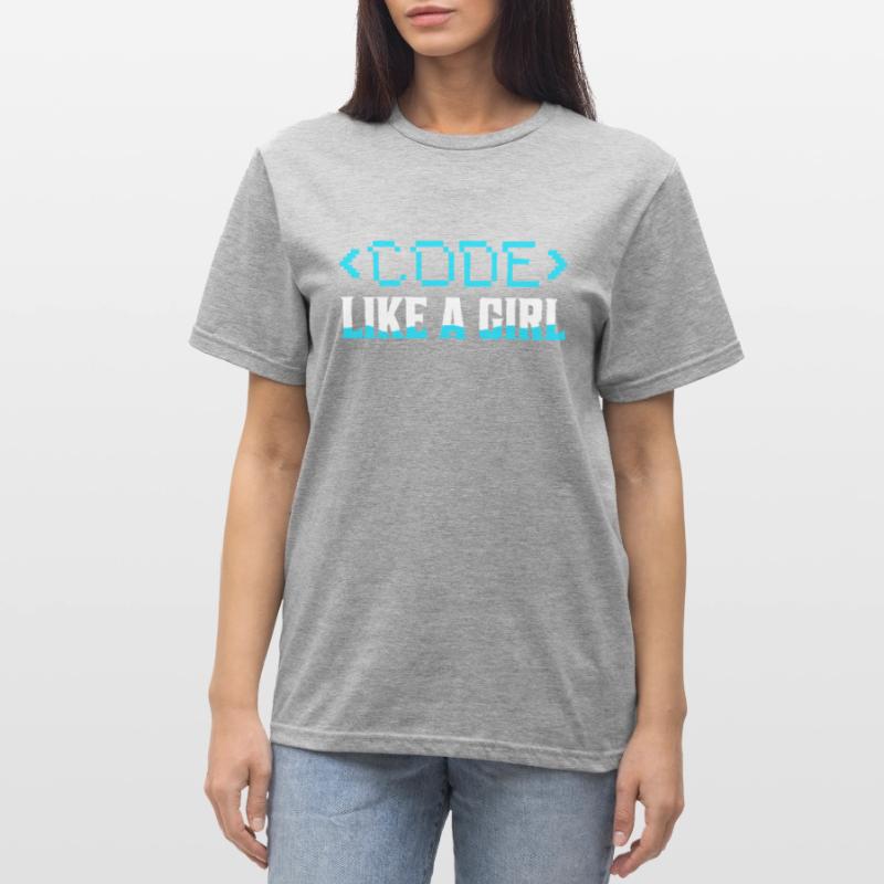 Programmeur de codage Code Like A Girl T-shirt polycoton Unisexe
