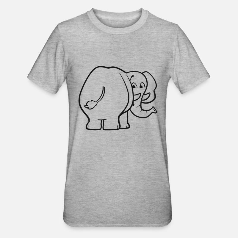 Elephant from behind - surprised, frightened, oops - Unisex Polycotton T-Shirt - heather grey