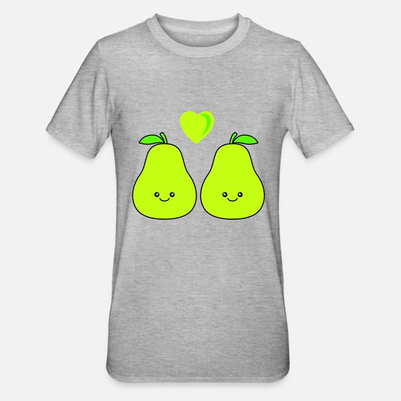 birne comic love - Unisex Polycotton T-Shirt - Grau meliert