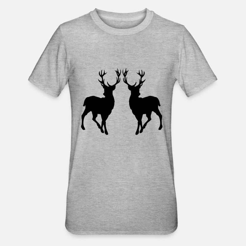 Silhouette de cerf 02 - T-shirt polycoton Unisexe - gris chiné