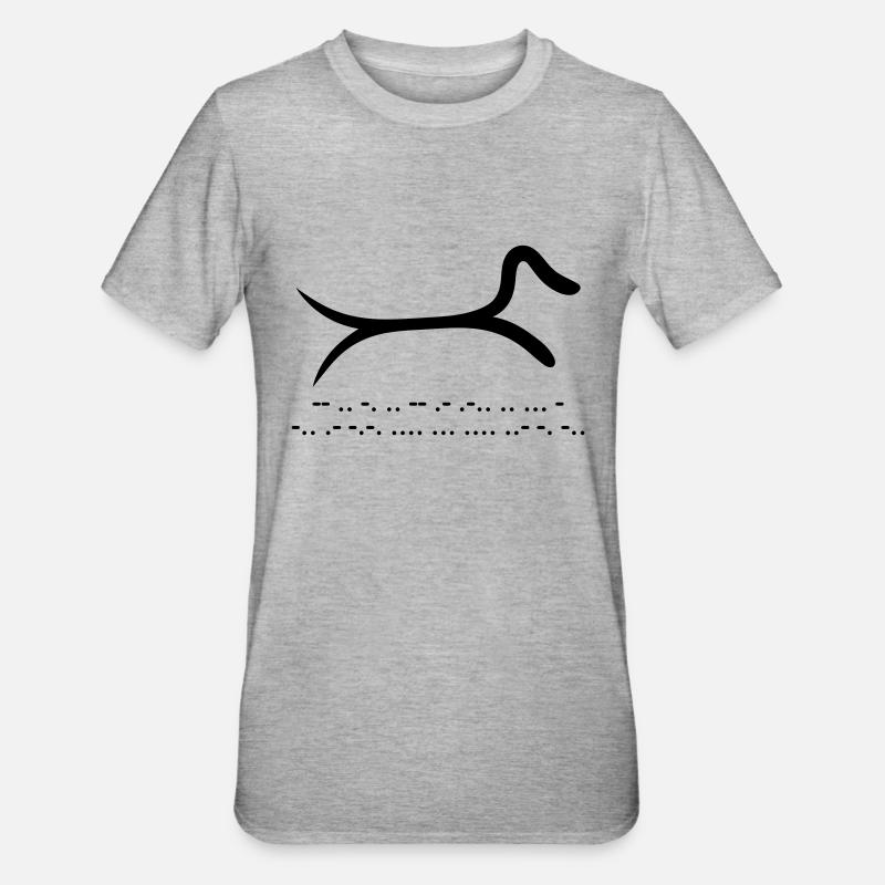Dackel mit Morsecode - Unisex Polycotton T-Shirt - Grau meliert