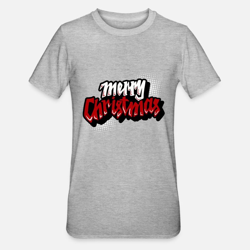 Merry Christmas Retro Script - Unisex Polycotton T-Shirt - Grau meliert