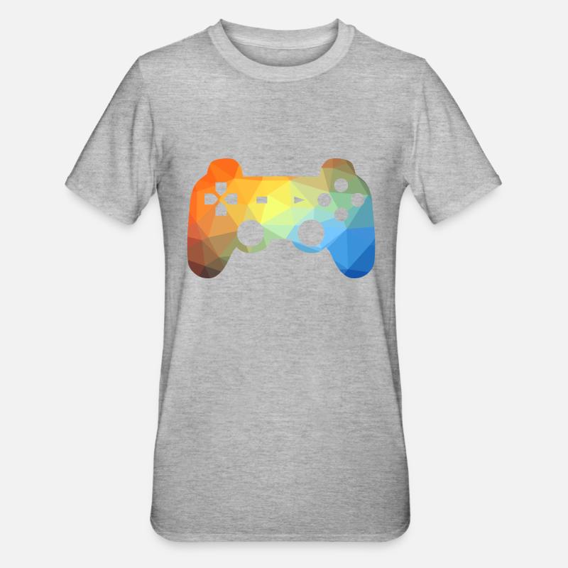Bunter Gaming Controller - Unisex Polycotton T-Shirt - Grau meliert