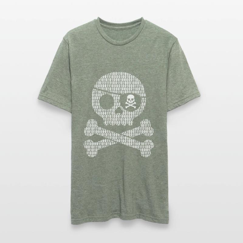 Digital Pirate Binary Code | Digital skull Unisex Polycotton T-Shirt