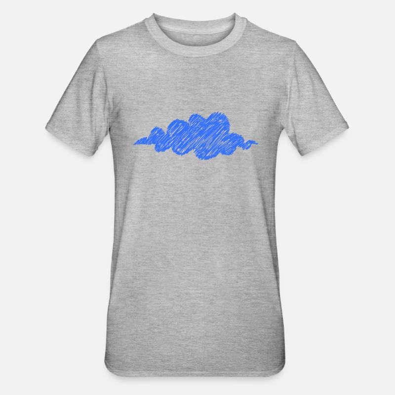 Cloud Blue Scribble Weather Cloud - Unisex Polycotton T-Shirt - heather grey