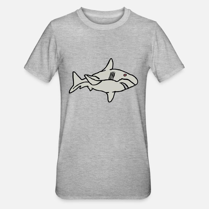 Poisson Requin Prédateur Eau Graffiti Océan - T-shirt polycoton Unisexe - gris chiné