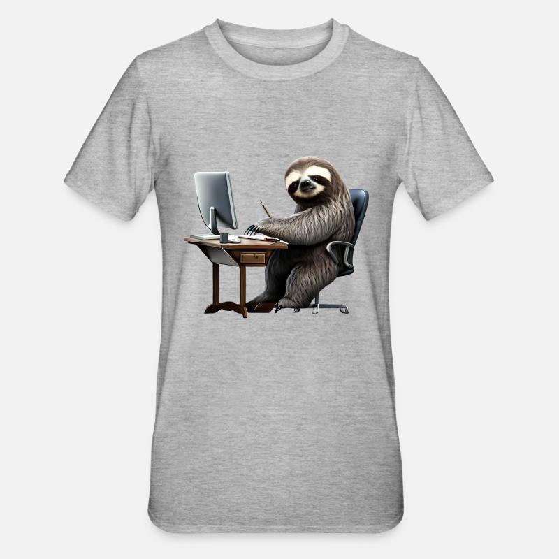 Office Sloth - Unisex Polycotton T-Shirt - heather grey