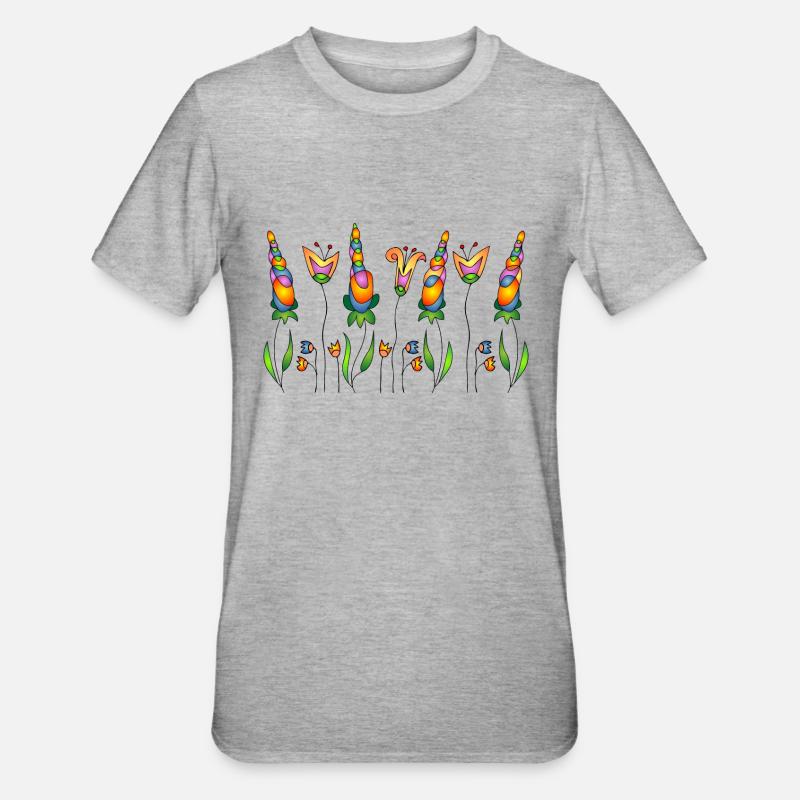 Fleur - T-shirt polycoton Unisexe - gris chiné