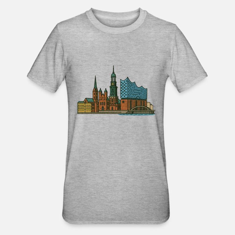 Horizon de Hambourg - T-shirt polycoton Unisexe - gris chiné