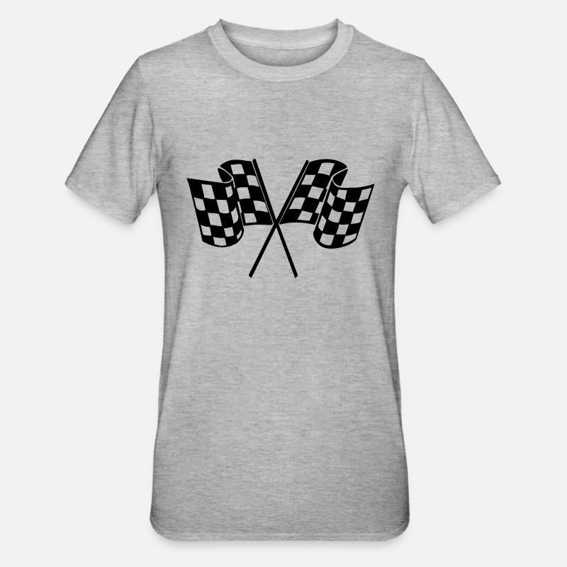Drapeau Course Cible Voiture - T-shirt polycoton Unisexe - gris chiné