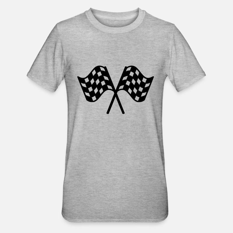 flags races, drapeaux de course - T-shirt polycoton Unisexe - gris chiné