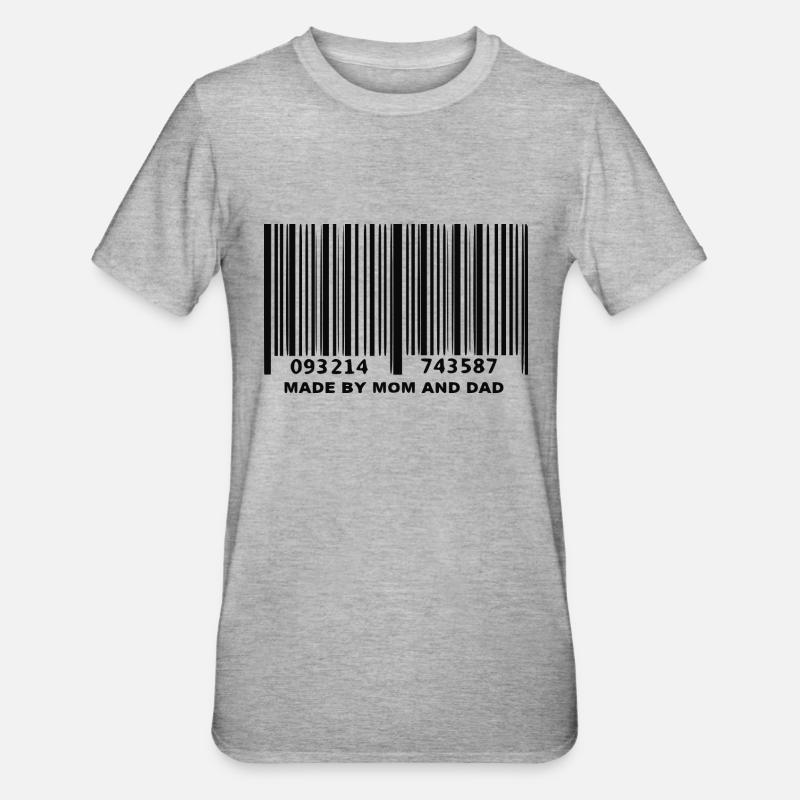 Barcode Mama und Papa - Unisex Polycotton T-Shirt - Grau meliert