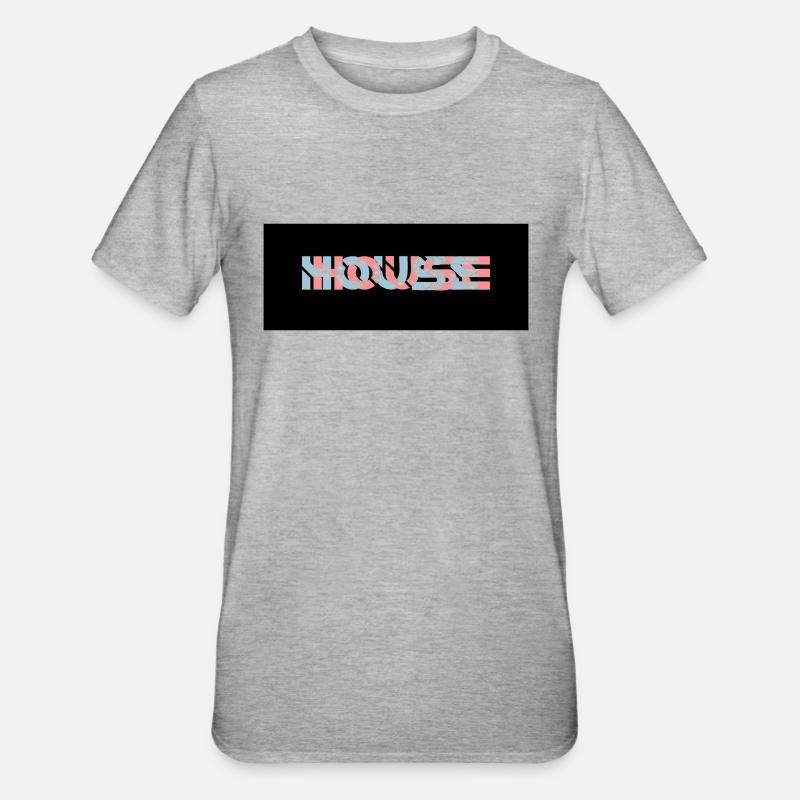 3D Effekt House Logo - Unisex Polycotton T-Shirt - Grau meliert