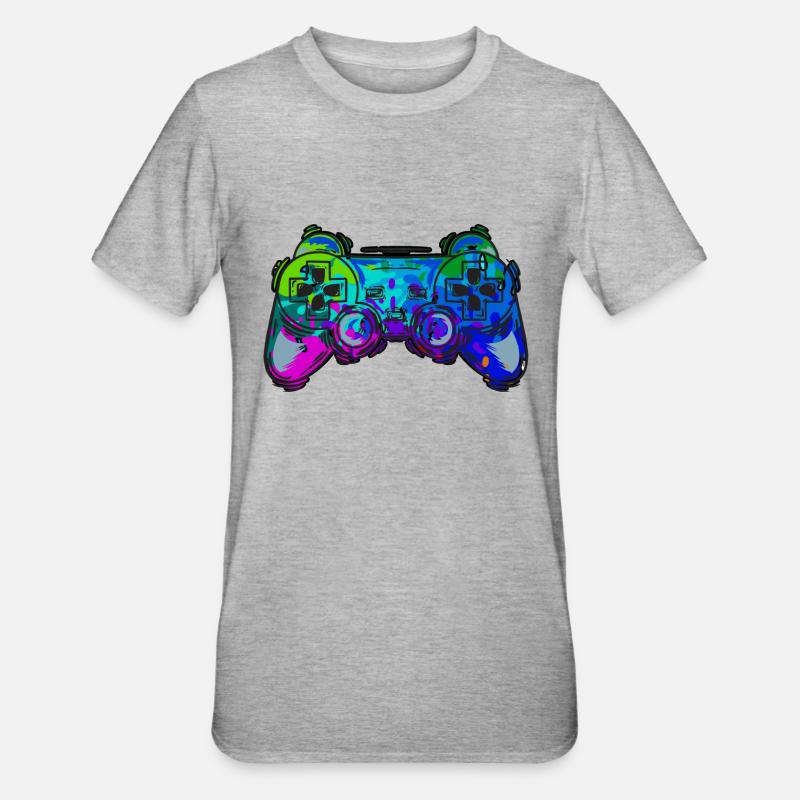 Game Controller Splash Gaming - Unisex Polycotton T-Shirt - Grau meliert