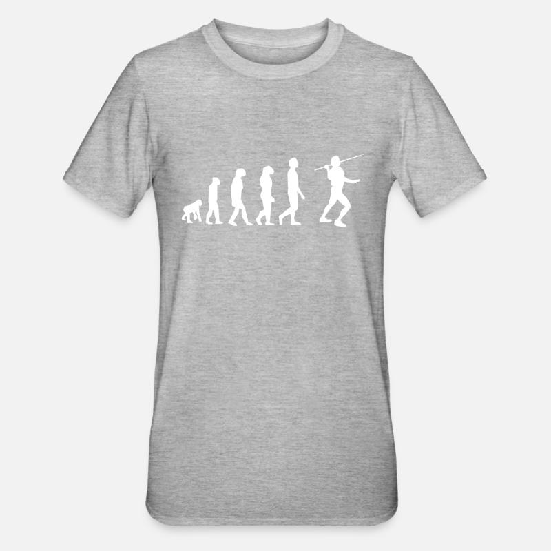 Speerwurf-Evolution - Unisex Polycotton T-Shirt - Grau meliert