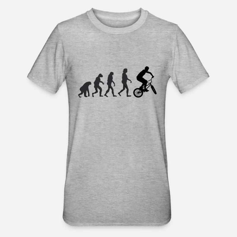 Bicycle - Human Evolution - Unisex Polycotton T-Shirt - heather grey