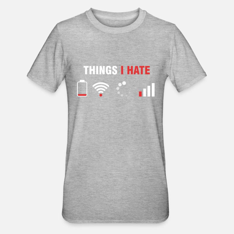 Things I hate - Humor Gamer & Programmer - Unisex Polycotton T-Shirt - heather grey