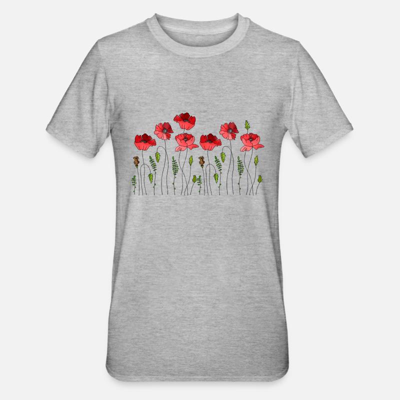 Fleur - T-shirt polycoton Unisexe - gris chiné