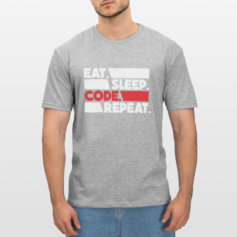 Eat Sleep Code Repeat Programmeur Devloper T-shirt polycoton Unisexe